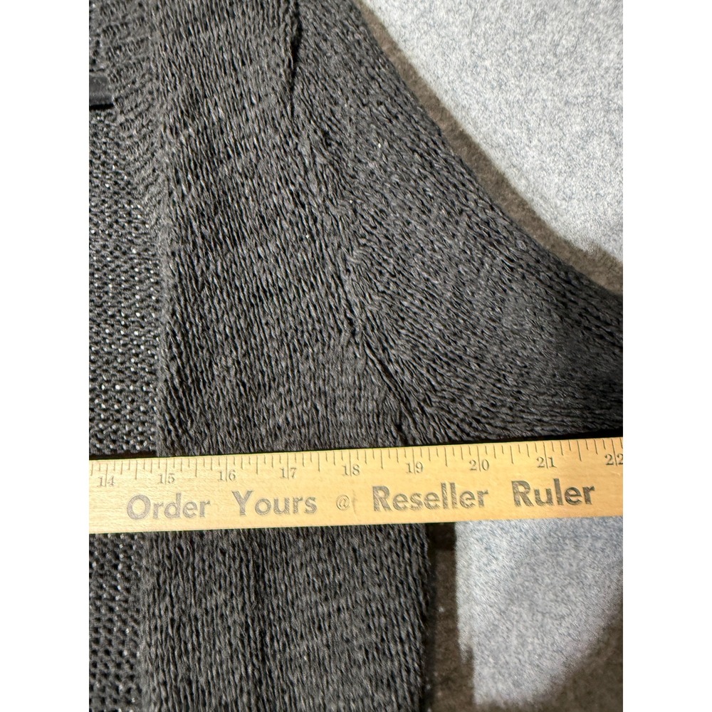 BCBGMAXAZRIA Black Longline Cardigan Pointelle Lace Knit Button Front Women L - Picture 5 of 8
